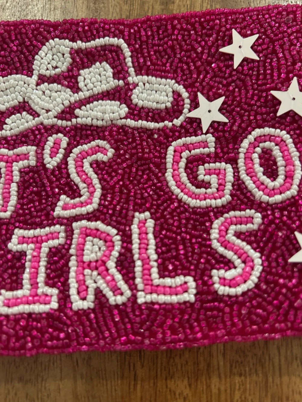 Pink Beaded 'Let's Go Girls' Wristlet Clutch - Picture 7 of 7
